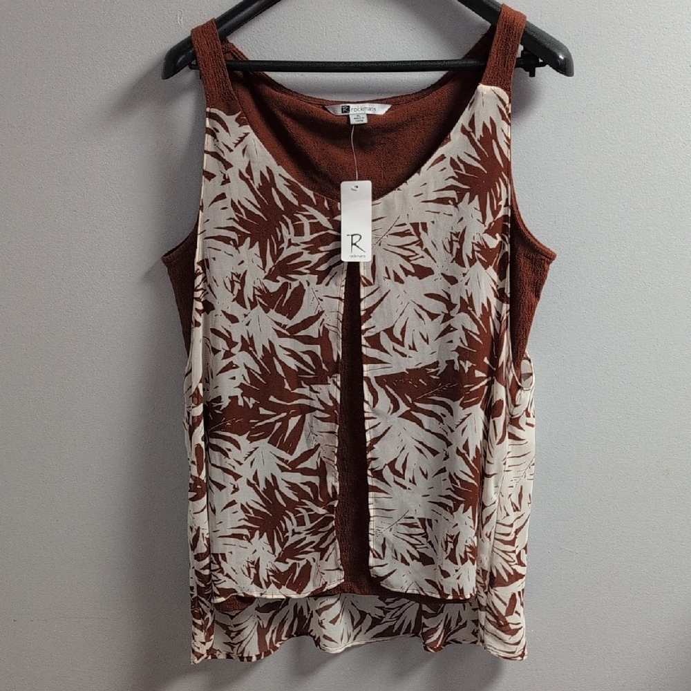 ❤️NWT❤️ Rockmans Woven Layer Top, XL, Rust Pal Colour